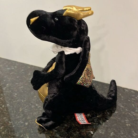 Merlin Winged Dragon 9” Stuffed Black Gold Plush Animal Douglas Cuddle Toys 2015 - Picture 4 of 10